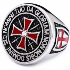 **COI Titanium Black Red Silver Cross Ring-7107