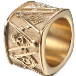 **COI Gold Tone Titanium Masonic Freemason Ring-7113