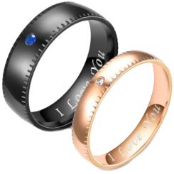 **COI Black/Rose Titanium Ring With Cubic Zirconia-7126