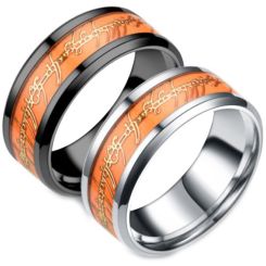 **COI Titanium Black/Silver Orange Lord Of Rings Ring Power Beveled Edges Ring-7150AA