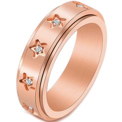 **COI Gold Tone/Silver/Rose Titanium Rotating Ring With Cubic Zirconia-7168