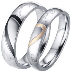 **COI Titanium Black/Rose Silver Real Love Ring With Heart-7173