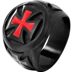 **COI Titanium Black Red Cross Ring-7178
