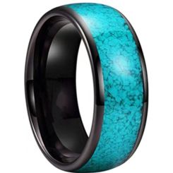 **COI Black Titanium Turquoise Dome Court Ring-7189AA