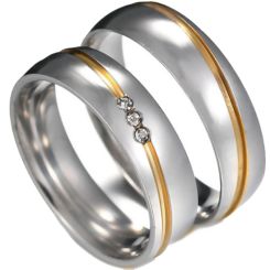 **COI Titanium Gold Tone Silver Ring With/Without Cubic Zirconia-7211AA