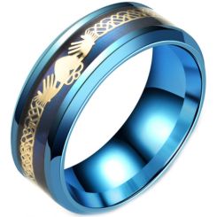 **COI Blue Titanium Mo Anam Cara Claddagh Beveled Edges Ring-7259AA