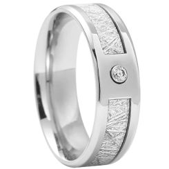 **COI Titanium Meteorite Beveled Edges Ring With Cubic Zirconia-7273AA