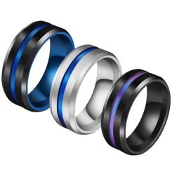 **COI Titanium Center Groove Beveled Edges Ring-7279AA