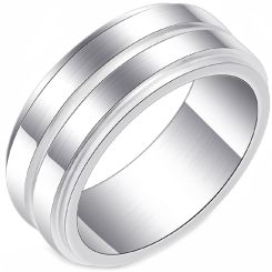 **COI Titanium Center Groove Step Edges Ring-7289BB