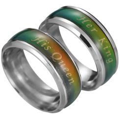 **COI Titanium His Queen Her King Beveled Edges Ring-7307