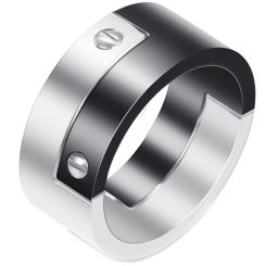 **COI Titanium Black Silver Ring-7400BB