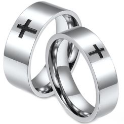 **COI Titanium Cross Pipe Cut Flat Ring-7438BB