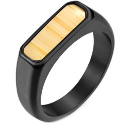 **COI Black Titanium Ring With Wood-7440BB