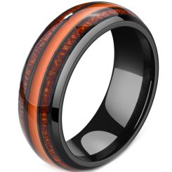 **COI Black Titanium Wood Dome Court Ring-7459BB