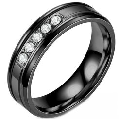 **COI Black Titanium Ring With Cubic Zirconia-7486AA