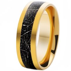 **COI Gold Tone Titanium Dome Court Ring With Meteorite-7488AA