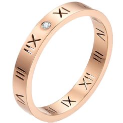 **COI Rose Titanium Roman Numerals Ring With Genuine Diamond CTTW: 0.005ct-7515BB