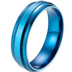 **COI Blue Titanium Milgrain Step Edges Ring-7519BB