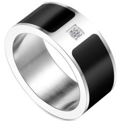 **COI Titanium Black Silver Ring With Cubic Zirconia-7553BB