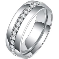 **COI Titanium Dome Court Ring With Cubic Zirconia-7633BB