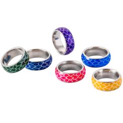 **COI Titanium Luminous Green/Blue/Red/Yellow/Purple Fish Scale Ring-7872BB