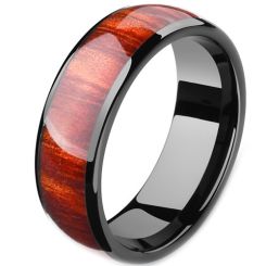 **COI Black Titanium Dome Court Ring With Wood-7910BB