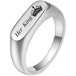 **COI Titanium Gold Tone/Silver King Queen Crown Ring-7927BB