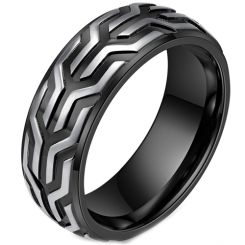 **COI Titanium Black/Gold Tone Silver Ring-7933BB