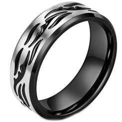 **COI Titanium Black/Gold Tone Silver Ring-7934BB