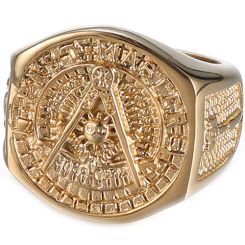 **COI Gold Tone Titanium Masonic Freemason Ring-7942CC