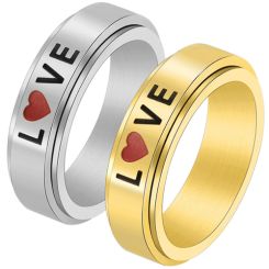 **COI Titanium Gold Tone/Silver/Rose Love Step Edges Ring-7977BB