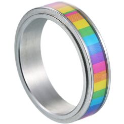**COI Titanium Rainbow Color Step Edges Ring-7989BB