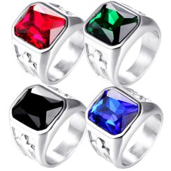 **COI Titanium Cross Ring With Cubic Zirconia-8041BB