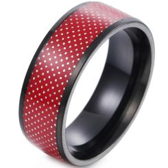 **COI Titanium Black Red Dome Court Ring-8154BB