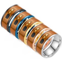 **COI Titanium Black/Blue/Gold Tone/Rose NFC Smart Ring-8173BB