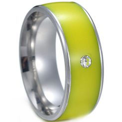 **COI Titanium Yellow Ceramic NFC Smart Dome Court Ring With Cubic Zirconia-8175AA