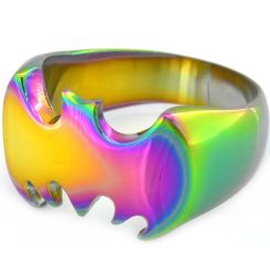 **COI Titanium Rainbow Color Bat Man Ring-8177BB