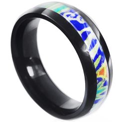 **COI Black Titanium Dome Court Ring With Resin-8198BB