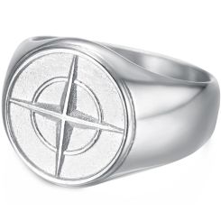 **COI Titanium Gold Tone/Silver Compass & Anchor Ring-8229BB