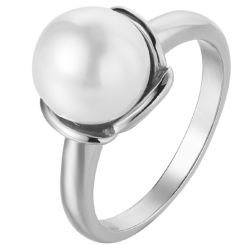 **COI Titanium Gold Tone/Silver Ring With Pearl-8233BB