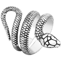 **COI Titanium Black/Gold Tone/Silver Snake Ring-8262BB