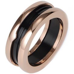 **COI Rose Titanium Ring With Black Ceramic-8270BB
