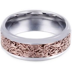 **COI Titanium Rose Silver Celtic Beveled Edges Ring-8308BB