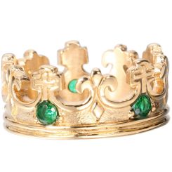 **COI Gold Tone Titanium Crown Ring With Created Blue Sapphire/Green Emerald/Red Ruby-8330BB