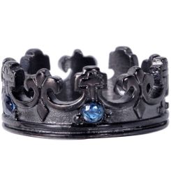 **COI Black Titanium Crown Ring With Created Blue Sapphire/Red Ruby/Green Emerald-8331BB