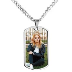 **COI Titanium Dog Tag Pendant With Custom Photo Engraving-8344BB