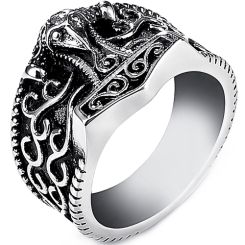 **COI Titanium Black Silver Hip Hop Ring-8376BB