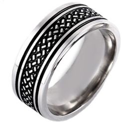 **COI Titanium Black Silver Tire Tread Ring-8397BB