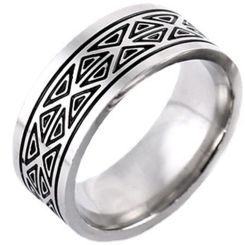 **COI Titanium Black Silver Celtic Ring-8398BB