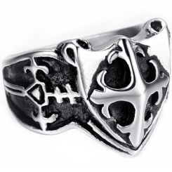 **COI Titanium Black Silver Ring With Cross-8408BB